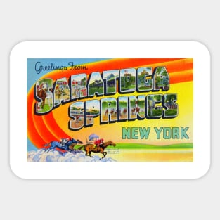 Greetings from Saratoga Springs New York - Vintage Large Letter Postcard Sticker